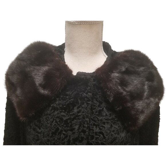 Persian Lamb Fur Coat Jacket 1950s Womens Short by Hutzlers Baltimore - Picture 2 of 11